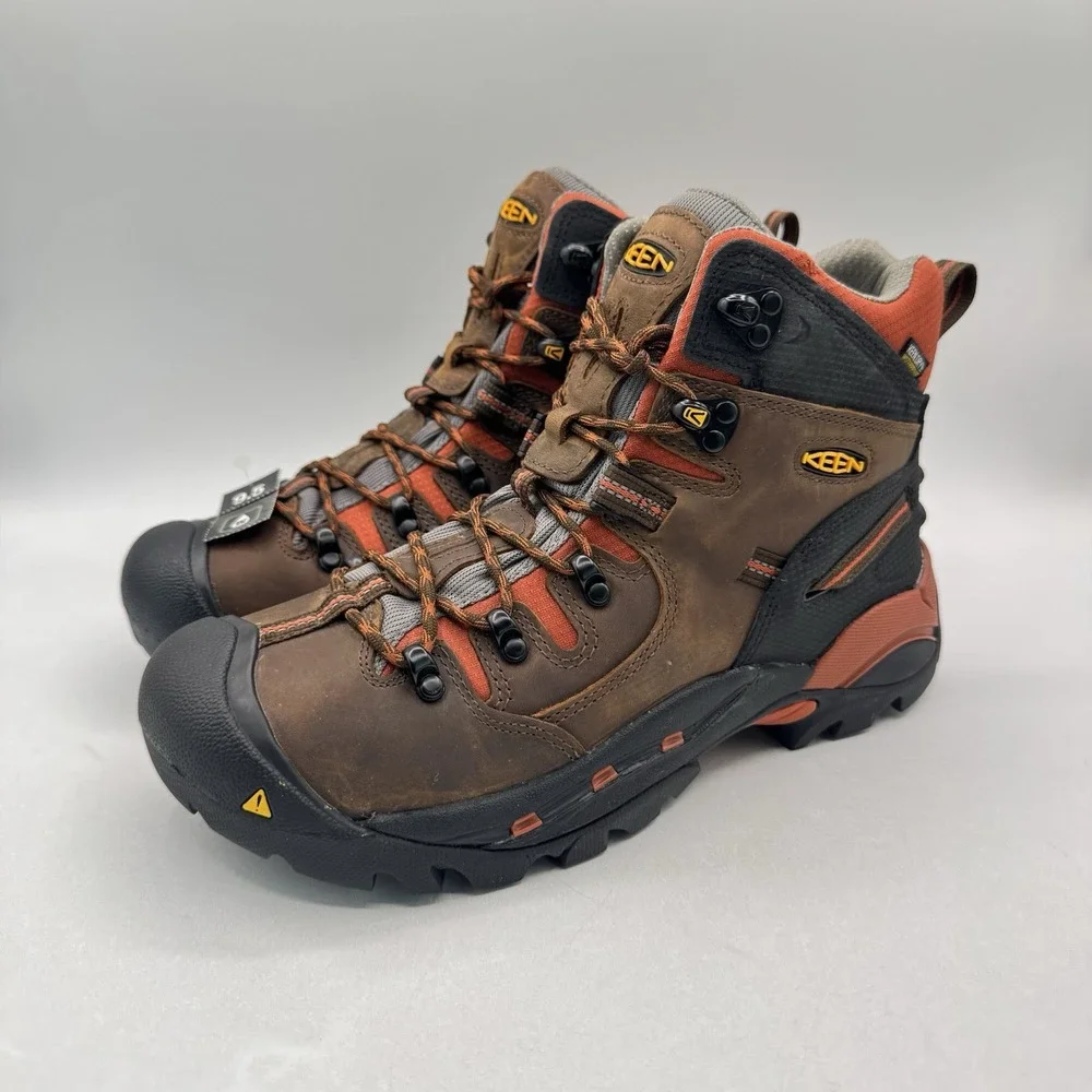 Keen Pittsburgh Boots Men's Size 9.5 D Orange Waterproof Leather